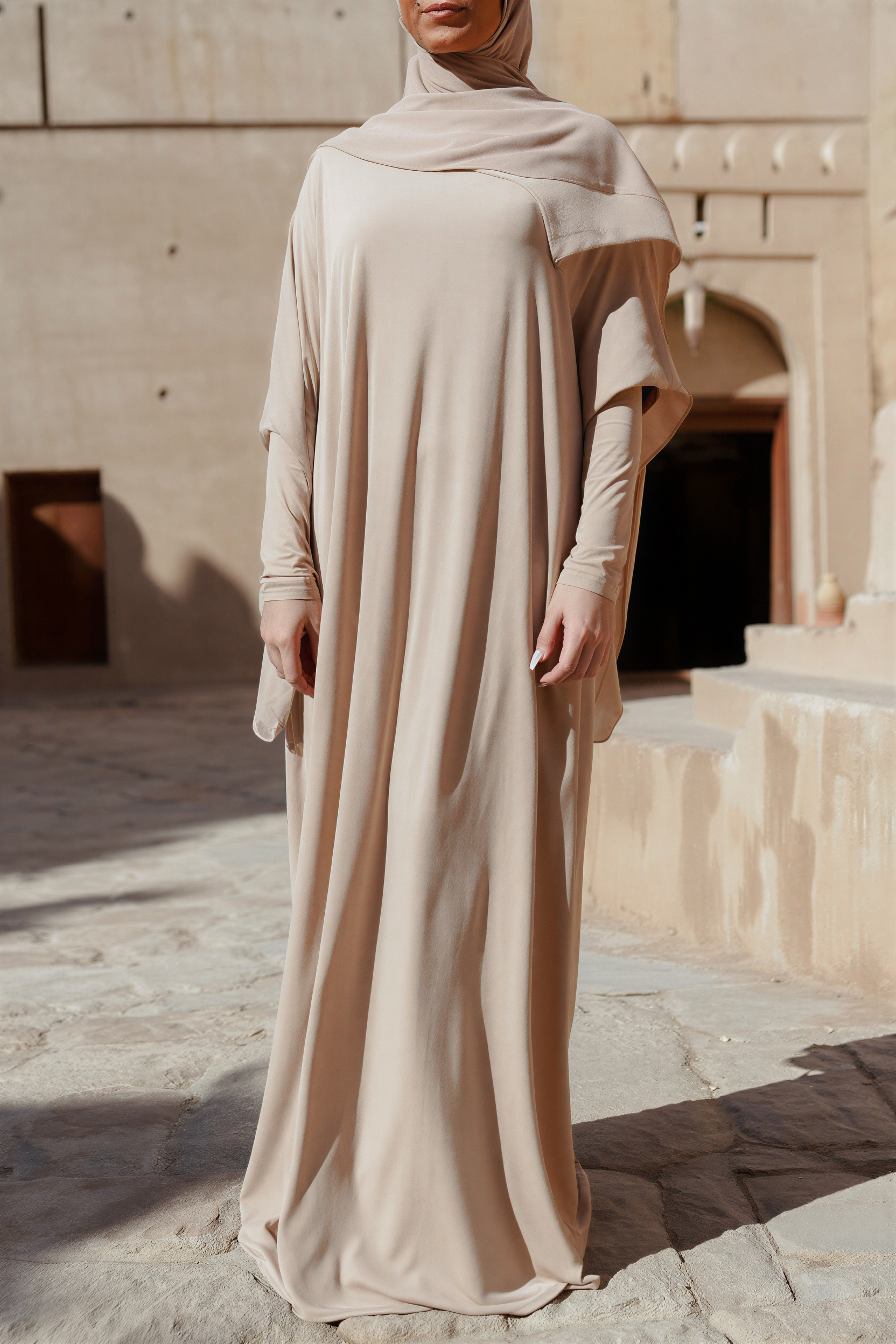 Abaya SB Relaxed Batwing en jersey AS015 beige