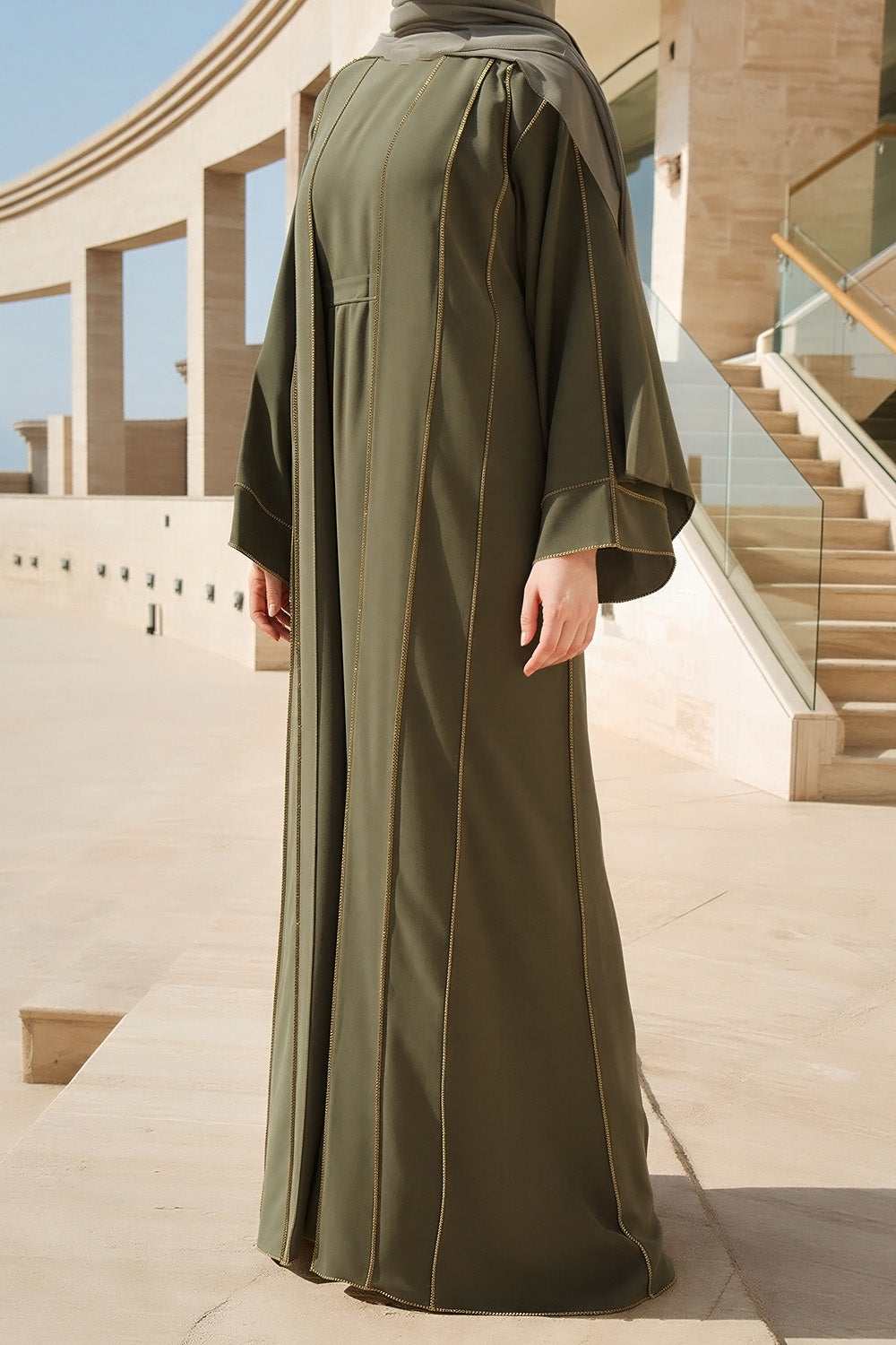 SB Tweedelige Kimono Set Premium Nidah AS004 in Khaki