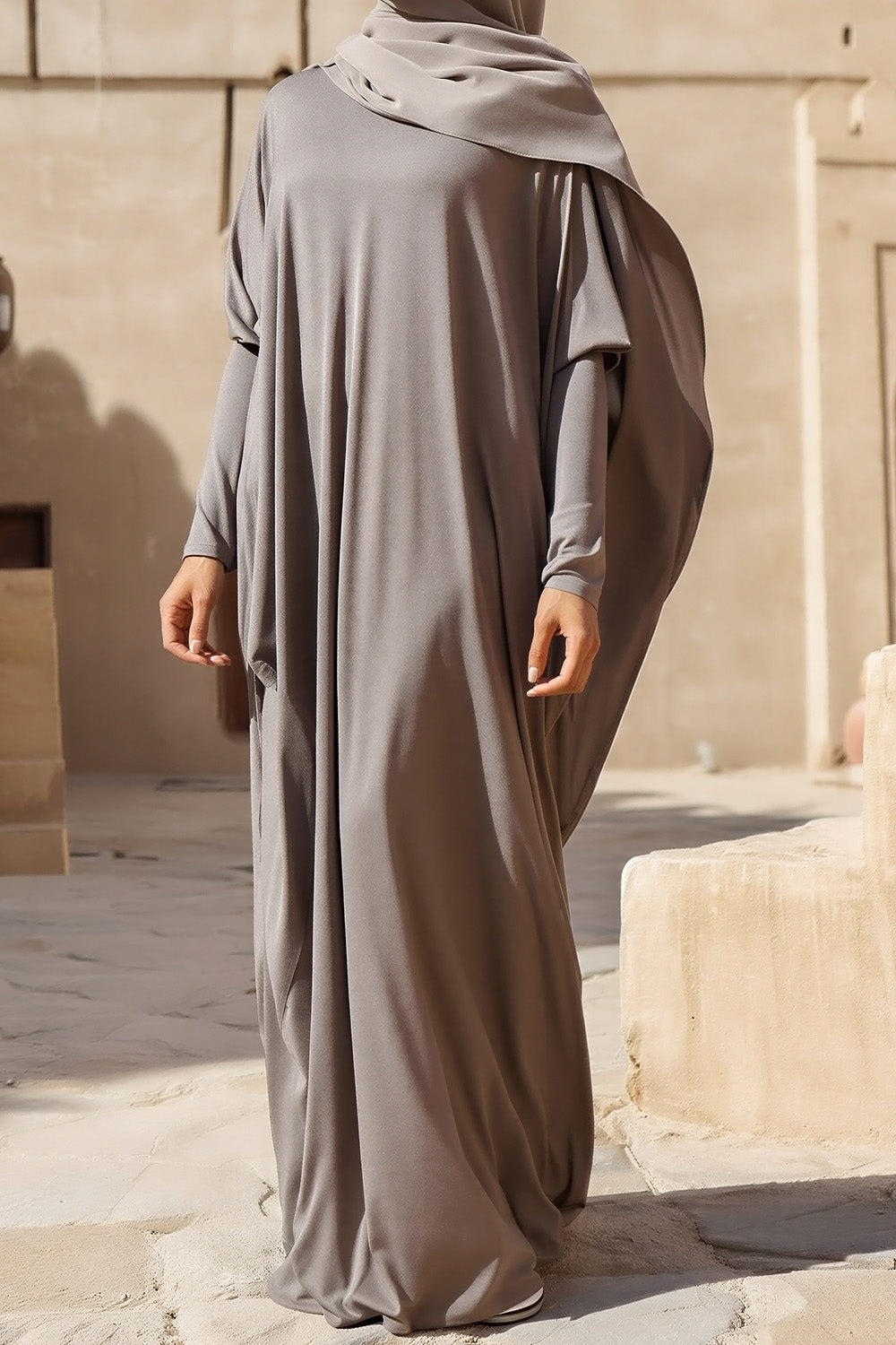 Abaya en jersey SB Relaxed Batwing AS015 couleur taupe