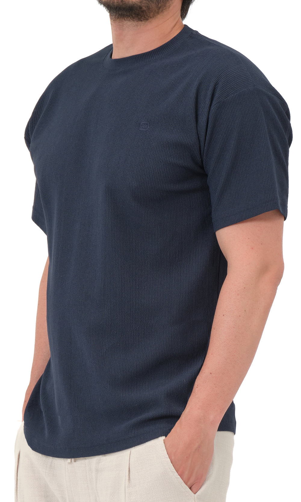 QTT3001 T-Shirt Oversized Waffle in Navy