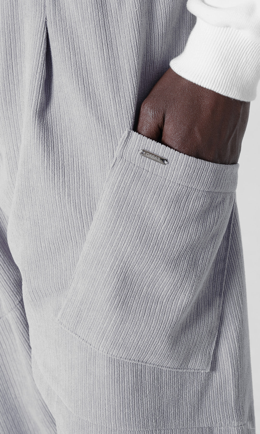 QL Sarouel Design Kadife en Gris Clair