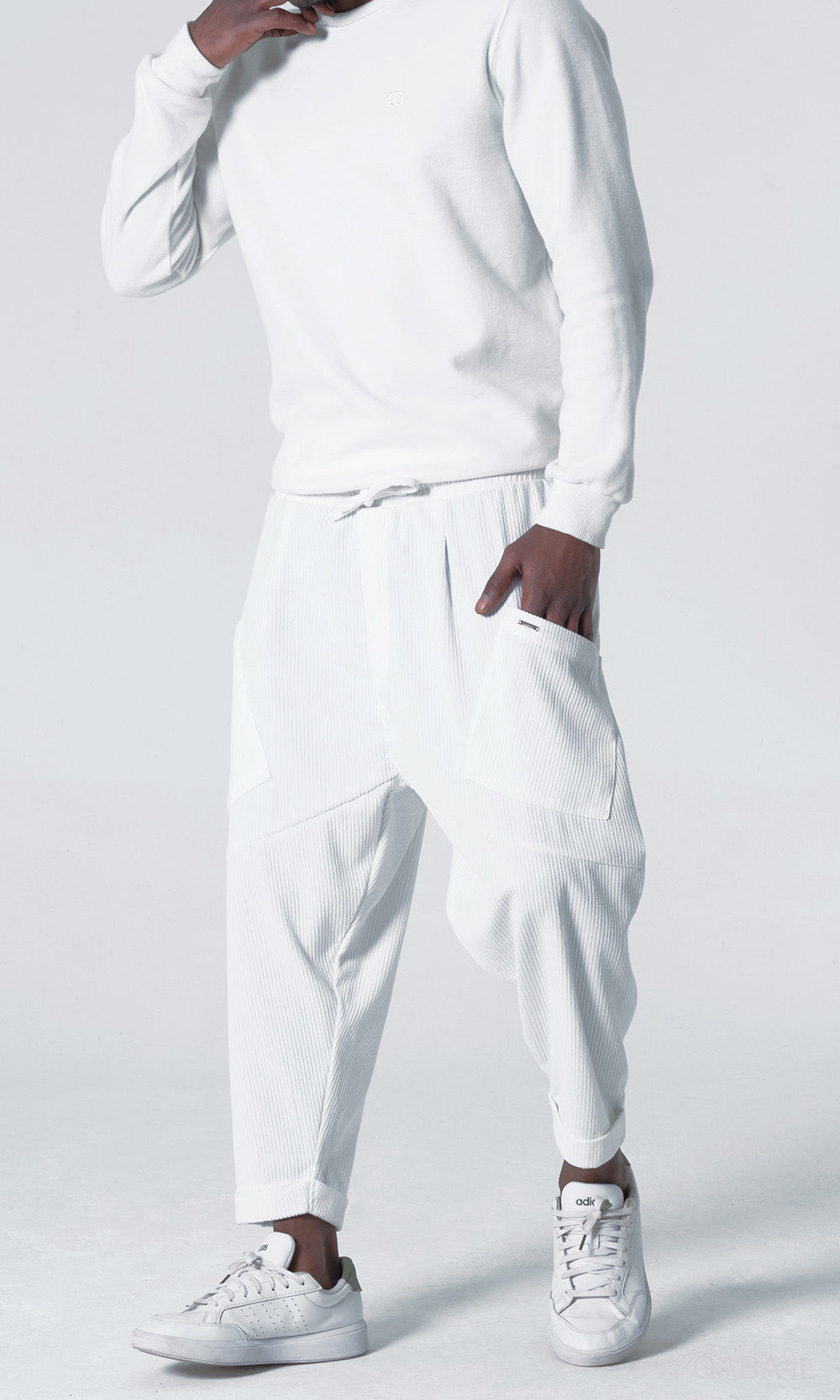 QL Sarouel Design Kadife en Crème