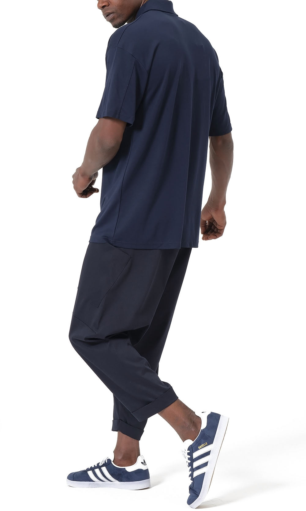 QL Oversized Zip Jersey Polo in Navy