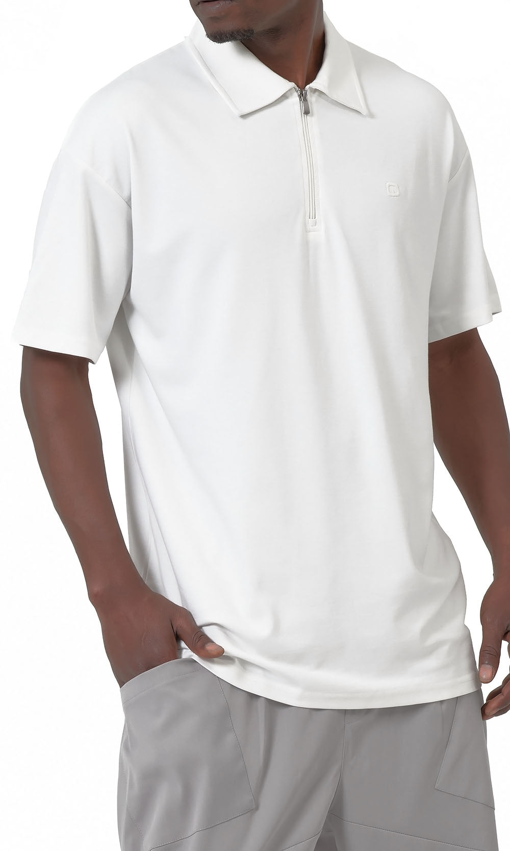 Polo zippé oversize QL couleur crème