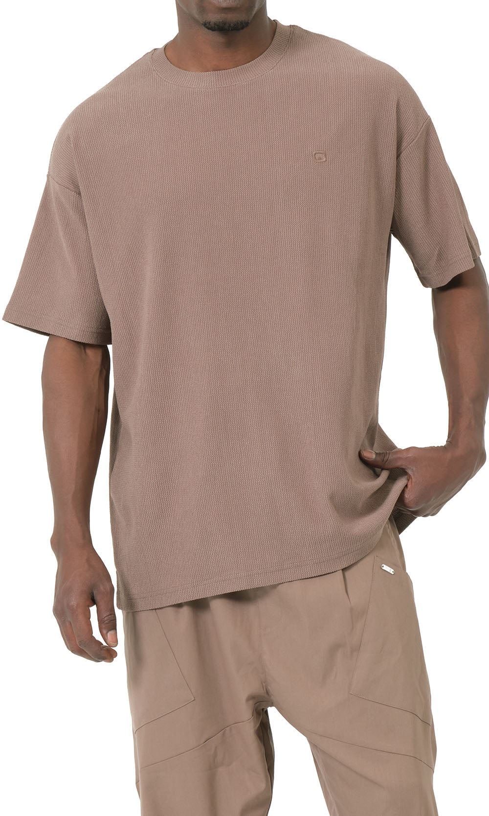 QTT3001 T-Shirt Oversized Waffle in Taupe