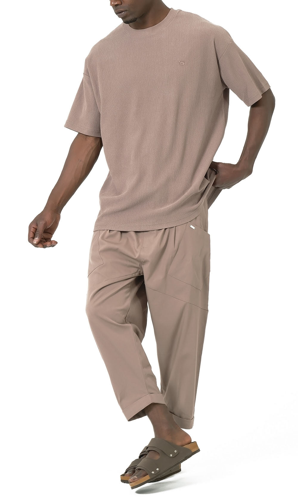 QTT3001 T-Shirt Oversized Waffle in Taupe