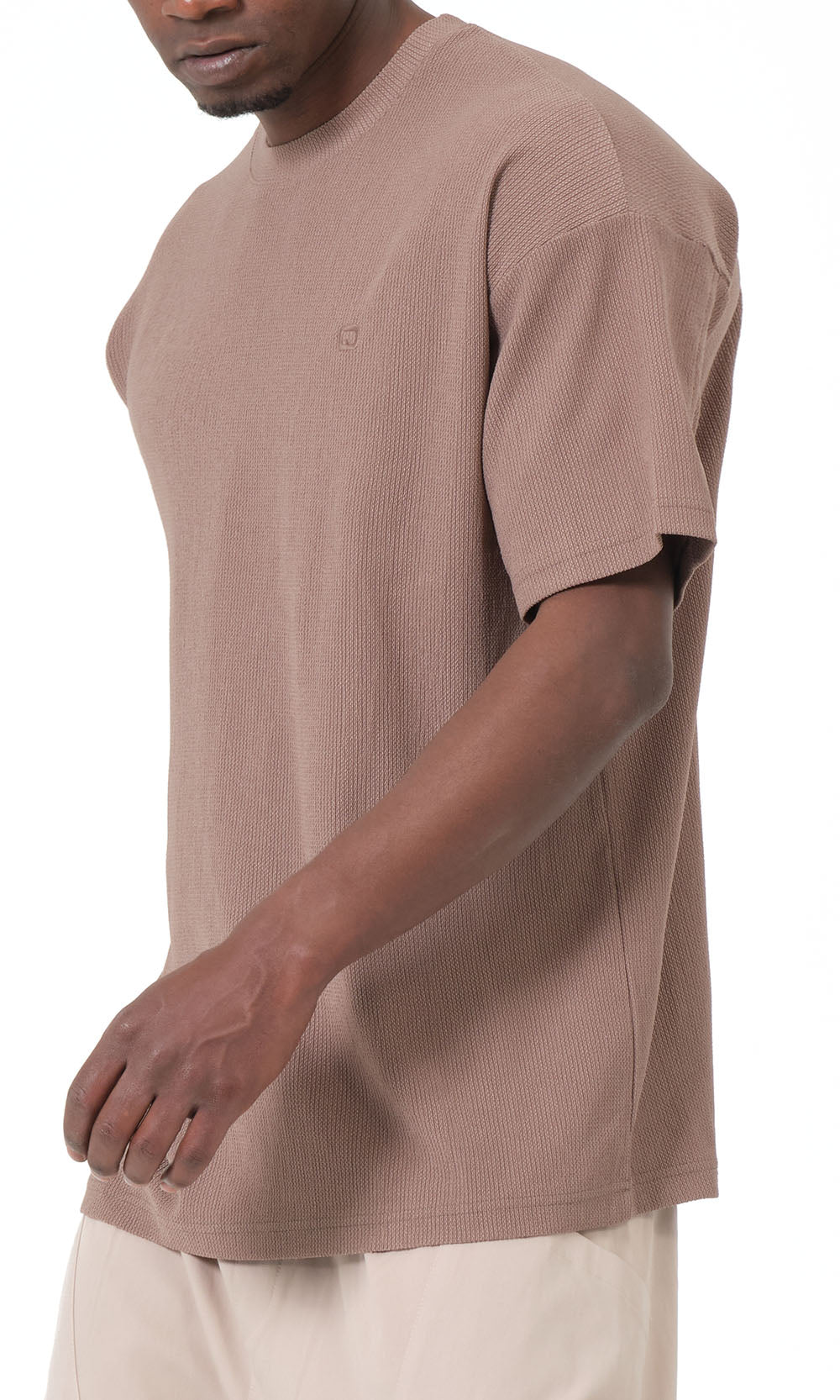 QTT3001 T-Shirt Oversized Waffle in Taupe
