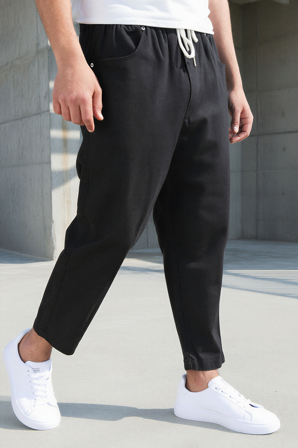 QL Jean sarouel stretch coupe droite noir
