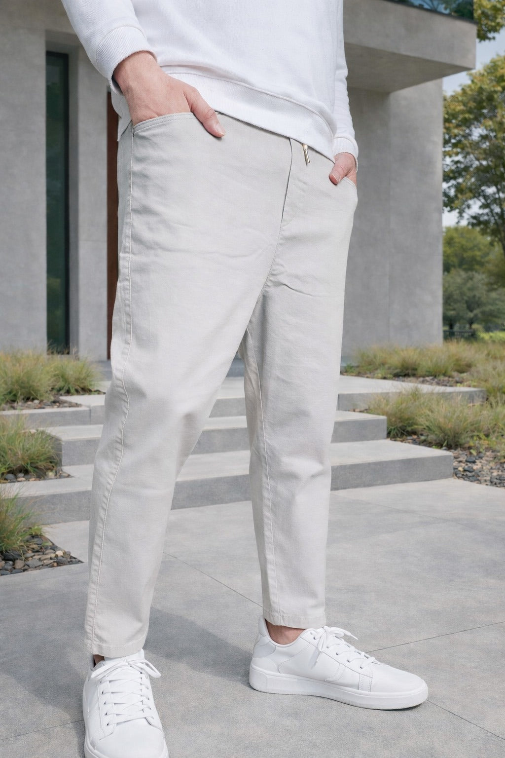 QL Sarouel Jean Stretch Coupe droite Gris clair