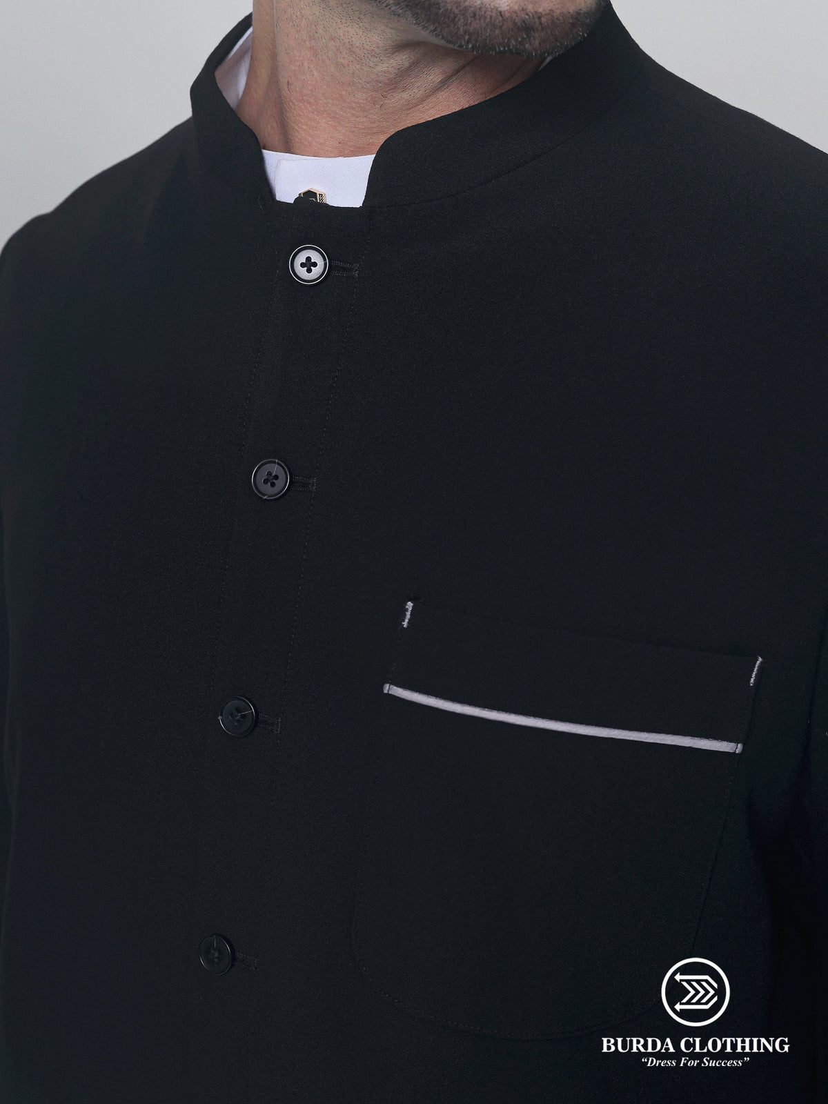 Contrast Black Overcoat