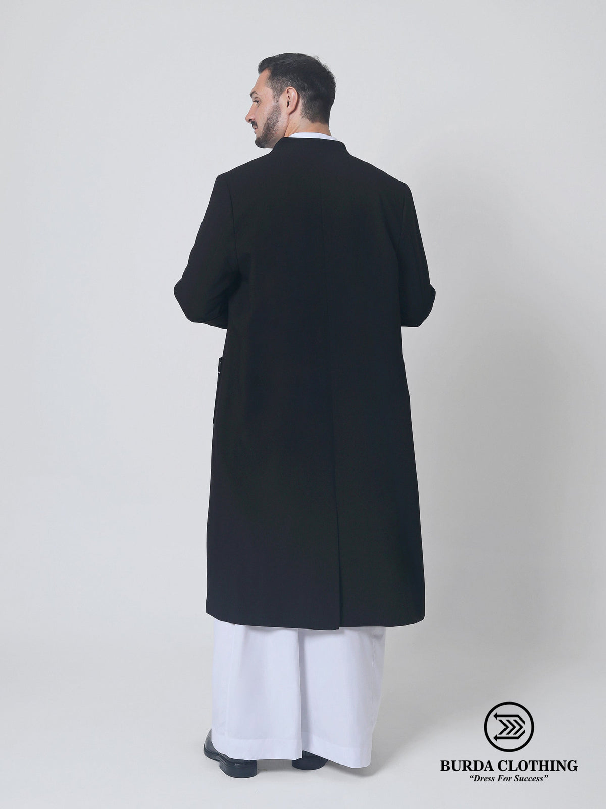 Contrast Black Overcoat