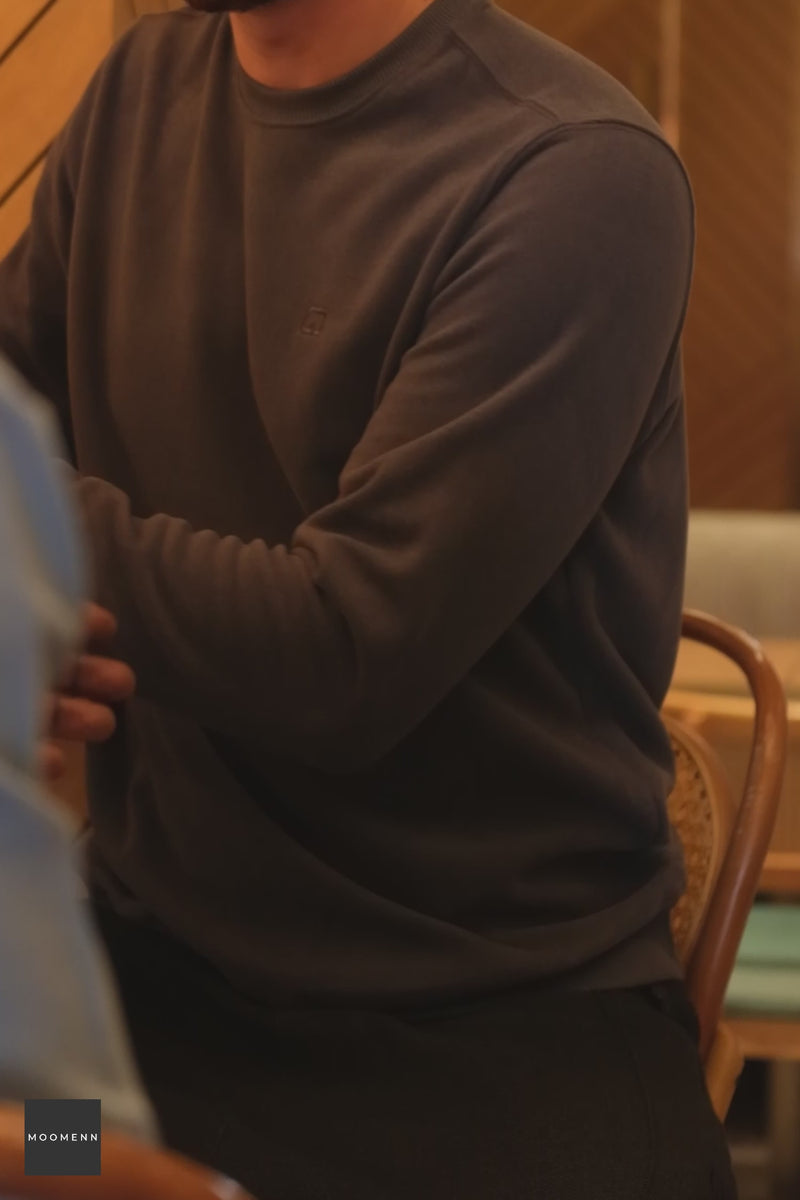 QL Round Collar Longline Sweatshirt in Dark Grey